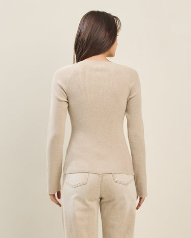 Button rib-knit top