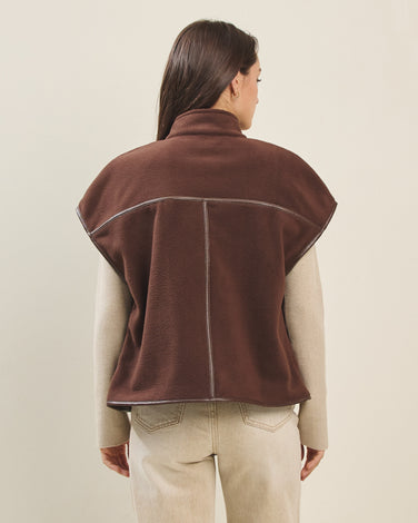 Vegan leather fleece vest