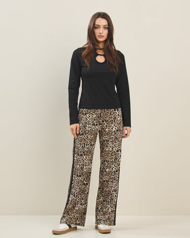 Leopard straight leg trousers