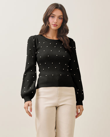 Faux pearl sweater