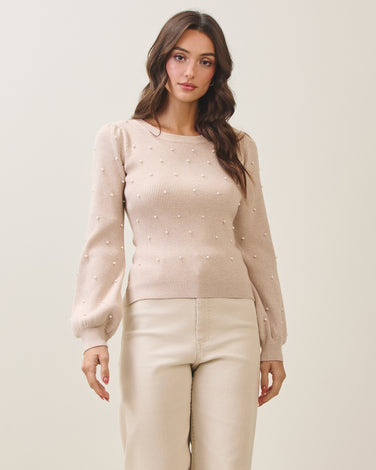 Faux pearl sweater