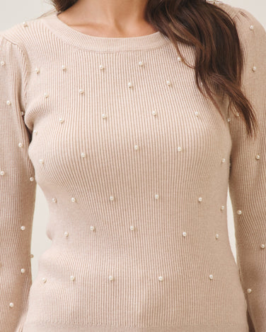 Faux pearl sweater