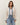 Layered look denim trim jacket in Ecru