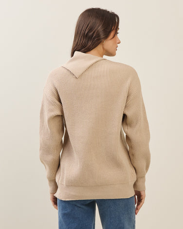 Split turtleneck sweater with slit