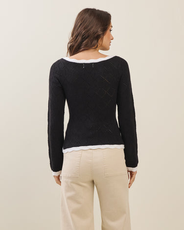 Contrast scallop hem cardigan