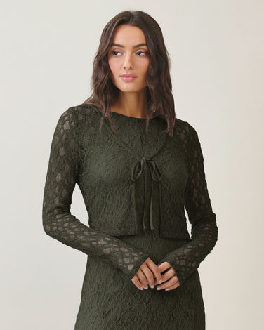 Textured mesh cardigan