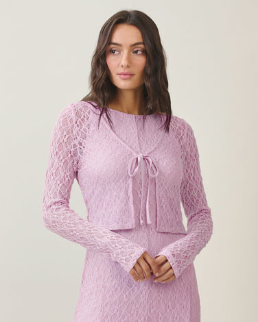 Textured mesh cardigan