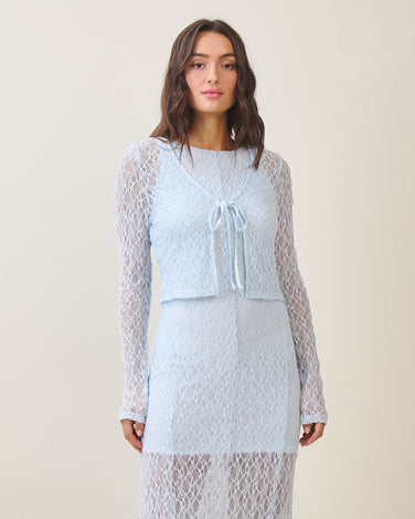 Textured mesh cardigan