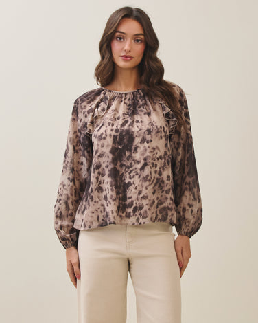 Leopard peasant blouse