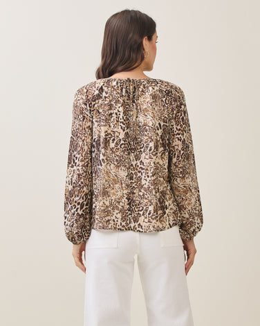 Leopard peasant blouse