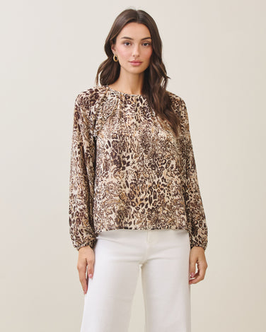 Leopard peasant blouse