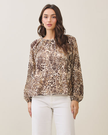 Leopard peasant blouse
