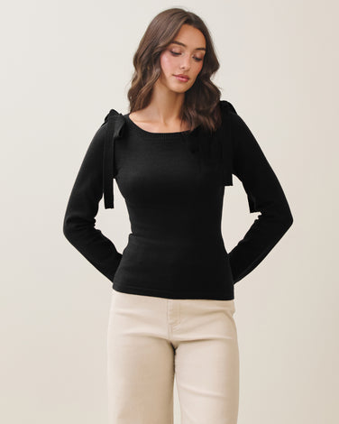 Bow shoulder sweater