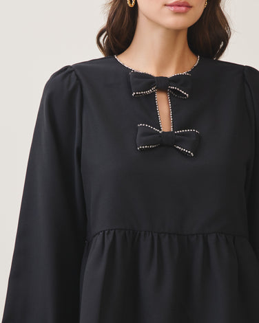 Rhinestone bow blouse