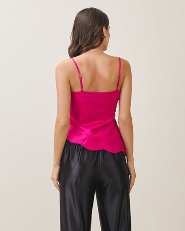 Asymmetric taffeta cami top