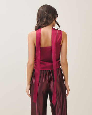Neck scarf satin top