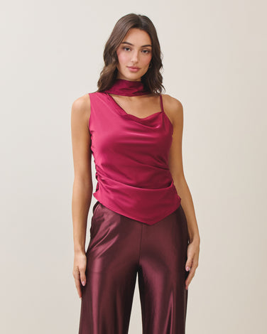 Neck scarf satin top