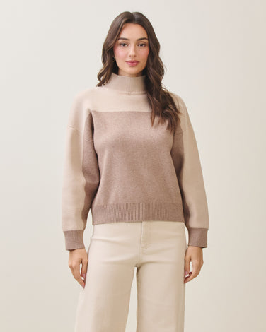 Colorblock turtleneck sweater