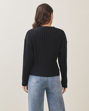 Denim patch pocket sweater