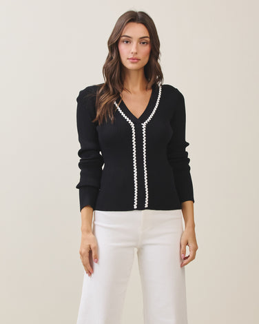 Contrast embroidered sweater