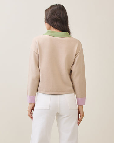 Colorblock polo sweater