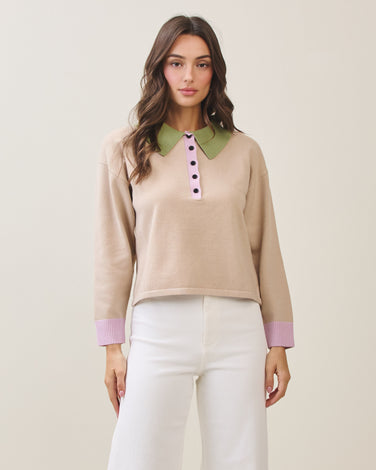 Colorblock polo sweater
