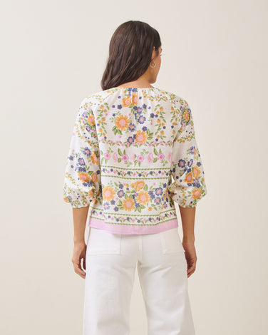 Floral  v-neck 3/4 sleeve blouse