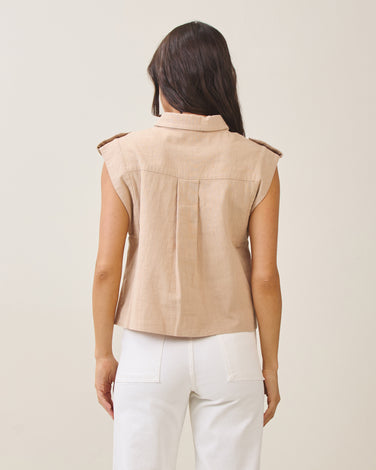 Sleeveless button top
