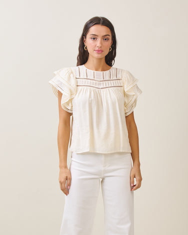 Short sleeve ruffle blouse