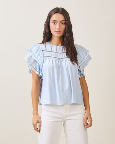 Short sleeve ruffle blouse