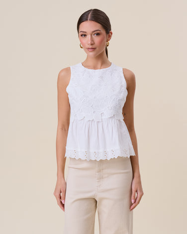 Floral embroidered sleeveless top