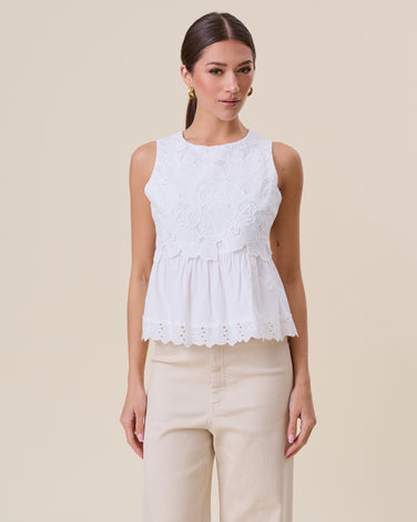 Floral embroidered sleeveless top