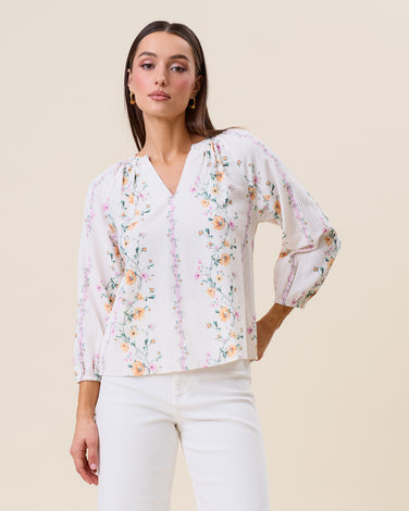 V-neck floral blouse