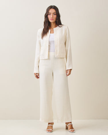 Floral lace tweed pants - price