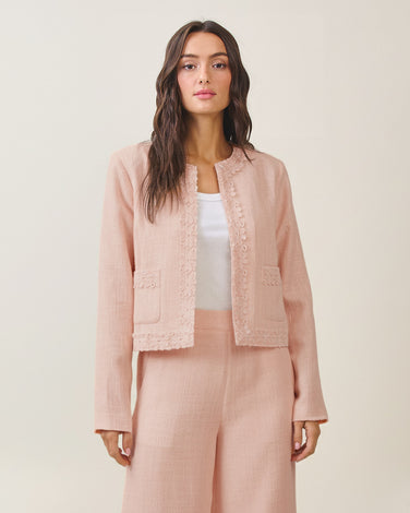 Floral lace tweed jacket