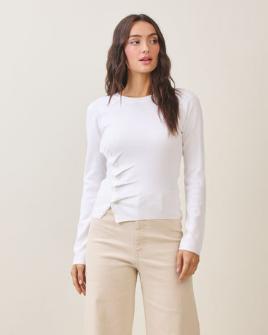 Side button pleated split top