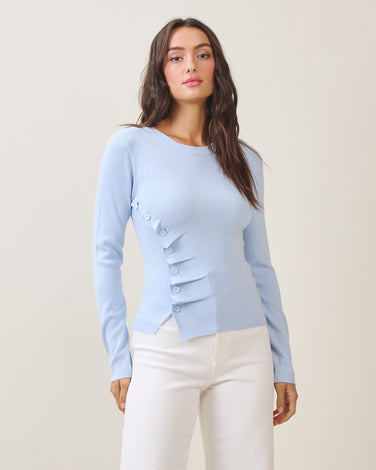Side button pleated split top