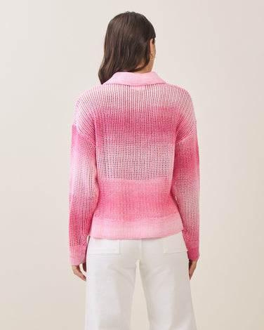 Pink ombre open knit top