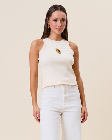 Beaded ribbed tank top