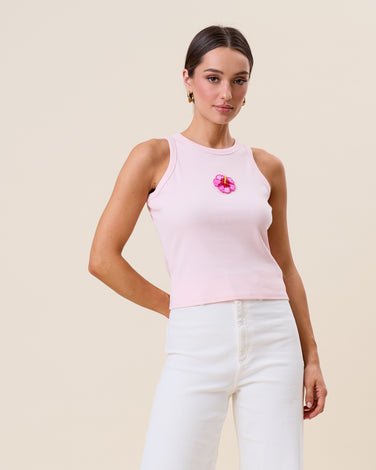 Beaded ribbed tank top