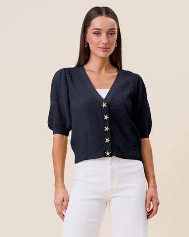 Starfish button short sleeve cardigan