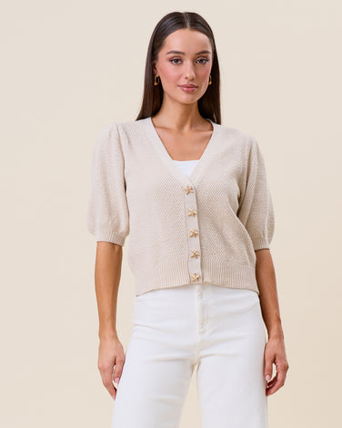 Starfish button short sleeve cardigan