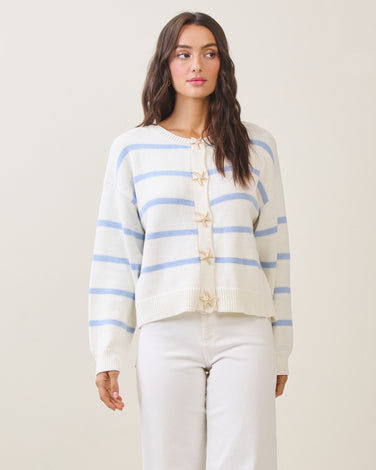 Starfish button striped cardigan