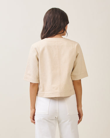 Half sleeve cotton twill jacket