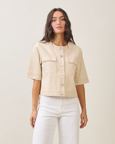 Half sleeve cotton twill jacket