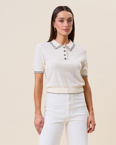 Contrast polo sweater