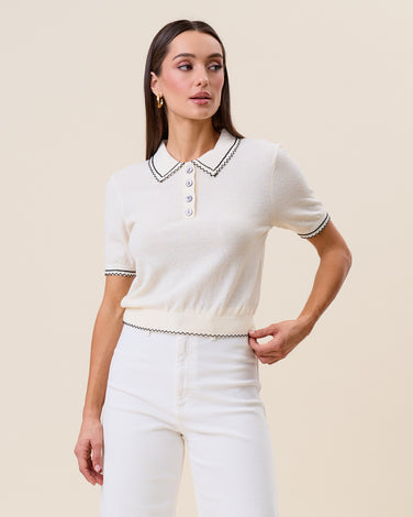 Contrast polo sweater