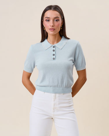 Contrast polo sweater