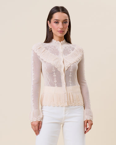 Openwork button knit top