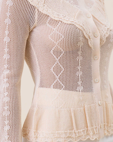 Openwork button knit top